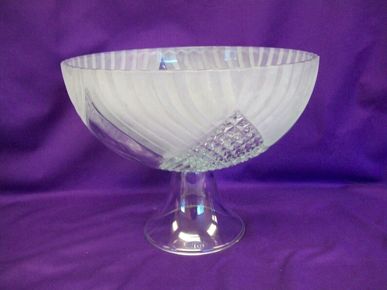 Large Footed Fruit Bowl Frosted Glass Etsy