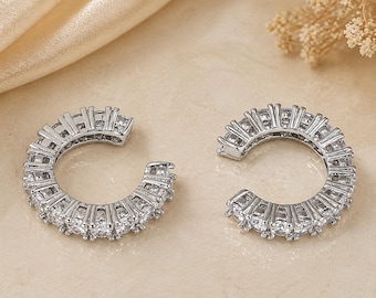 Zirconia Ear Cuff Set, Sparkly No Piercing Ear Climbers, Minimalist Bling Party Jewelry