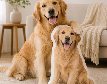 Aangepast 3D-kussen met foto huisdier, gepersonaliseerd kussen hond of kat, kussen portret huisdier, zacht pluche diervormig kussen, cadeau voor dierenliefhebbers
