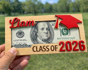 Custom Graduation Cash Holder, Class of 2026 Gift, Gift for Graduate Student, High School Senior Gift, Grad Party Gift