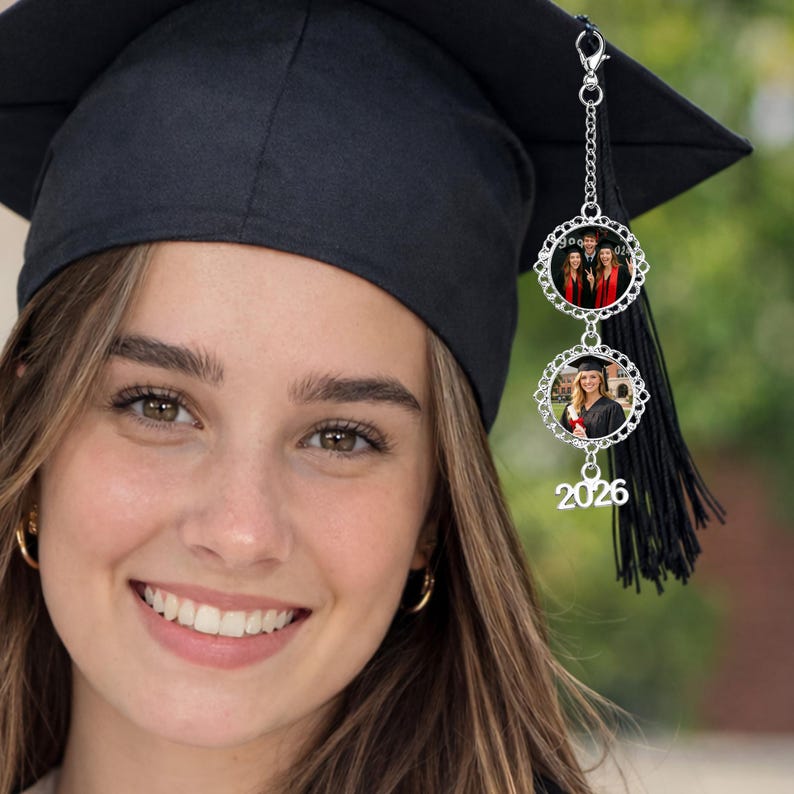 Custom Photo Graduation Tassel Charm, Personalized Graduation Cap Charm ...