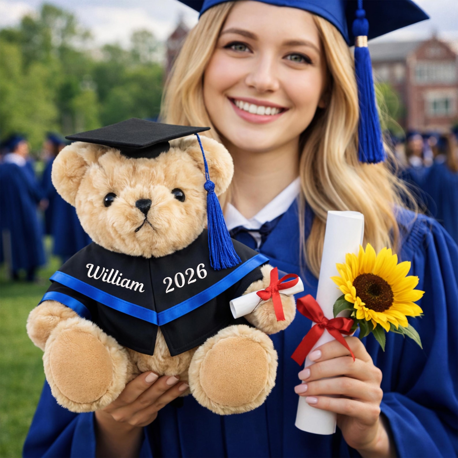 Personalized Graduation Bears Class of 2026, Custom Embroidered Grad ...