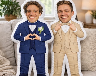 Personalized Photo Groomsman Pillow, Custom Face Doll for Bachelor Party, Funny Groom Gift, Best Man Gift, Groomsman Gift Idea