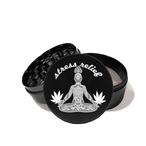 Stress Relief Herb leaf laser engraved Grinder 4 Piece aircraft grade aluminum Medicinal Herb Tobacco Grinder