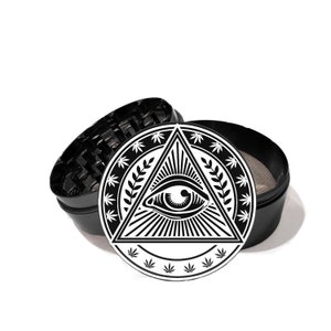 SHIPS FREE Fast-Eye Mason Illuminati  Herb Grinder Black Laser Engraved Grinders 2.5&quot; 4 Part Premium  Aerospace Aluminum  Laser Etched 243