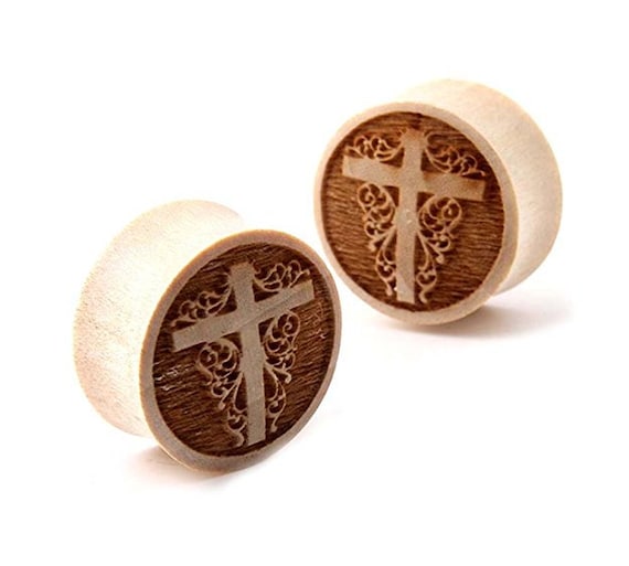Pierced Owl Natural Hematite Double Flared Saddle Plugs Sold as a Pair 