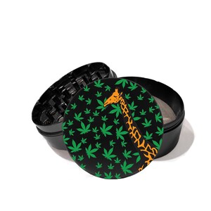 Herb Leaves Giraffe  UV Print 4 Piece airplane grade aluminum Herb Grinder Personalize the back of the grinder with your message