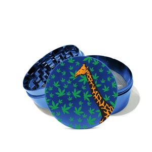 SHIPS FREE-Herb Leaves Giraffe  UV Print 4 Piece Airplane grade Aluminum Herb Grinder Personalize the back of the grinder with your message