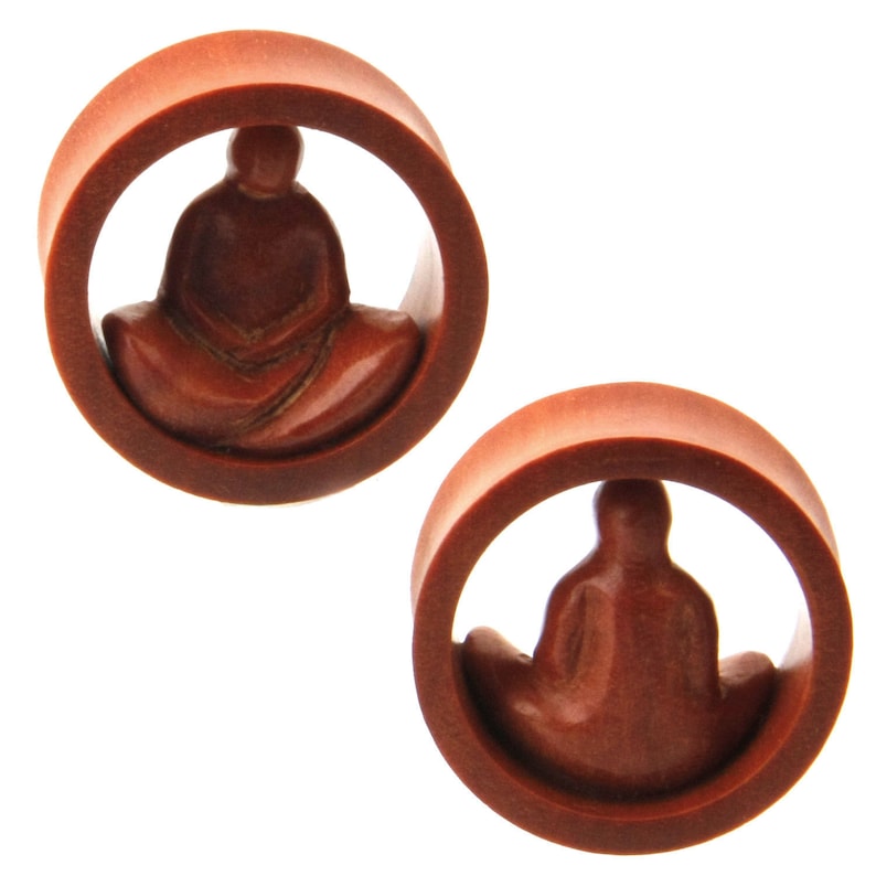 Oasis Plus Buddha Organic Wood Tunnels Double Flared Ear Stretcher Saddle Plugs Gauge 10mm : Zack