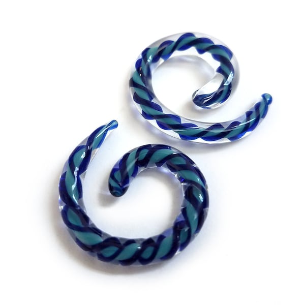 Glass Spiral Taper Ear Plug Stretcher Earring Body Piercing Jewelry,hand Made,Twisted,Oange,Blue,Black,Gift for Pierced Ears