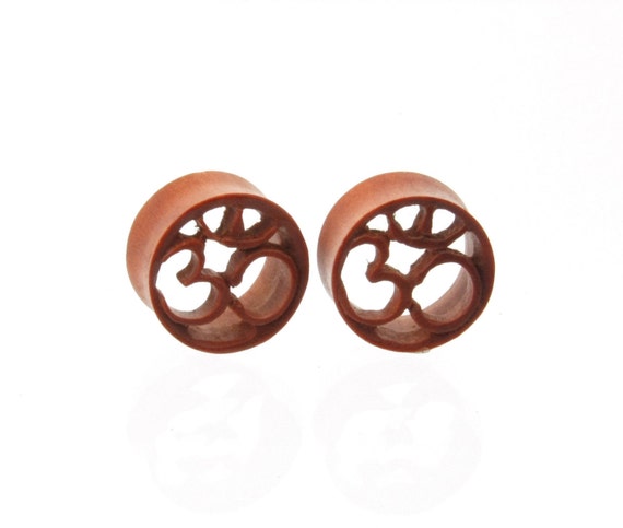 JewelryVolt Pair Organic Tribal Floral Leaf Carved Sawo Wood Ear Hanging Hook Plugs Gauges