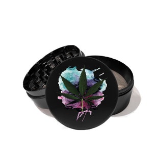 Watercolor Herb UV Printed Premium Grinder 4 Piece Aluminum Grinder Personalize the back of the grinder with your message