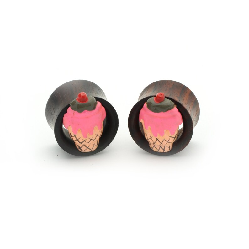 Cone Ice Cream Plugs Double Flare Tunnel Organic Wood Ear Plug Gauges Body Piercing Jewelry Pair