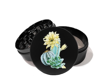 Arizona Desert Cactus UV Printed ,4 Piece Black Premium Grinder Personalize the back of the grinder with your own message