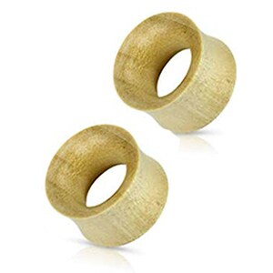 A Pair of Organic Plug White Crocodile Wood Saddle Fit Hollow Tunnel Piercing Jewelry For Earlobe Double Flare Gauges