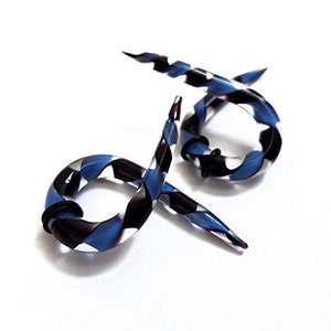 Glass Twisted Spiral Ribbon Hanging Ear Plug Stretcher Earring Body Piercing Jewelry Light Blue,White,Dark Blue, Pink