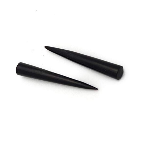 A Pair of Straight Carved Organic Black Horn Body Piercing Jewelry for Earlobe Stretcher Taper Pincher Gauges