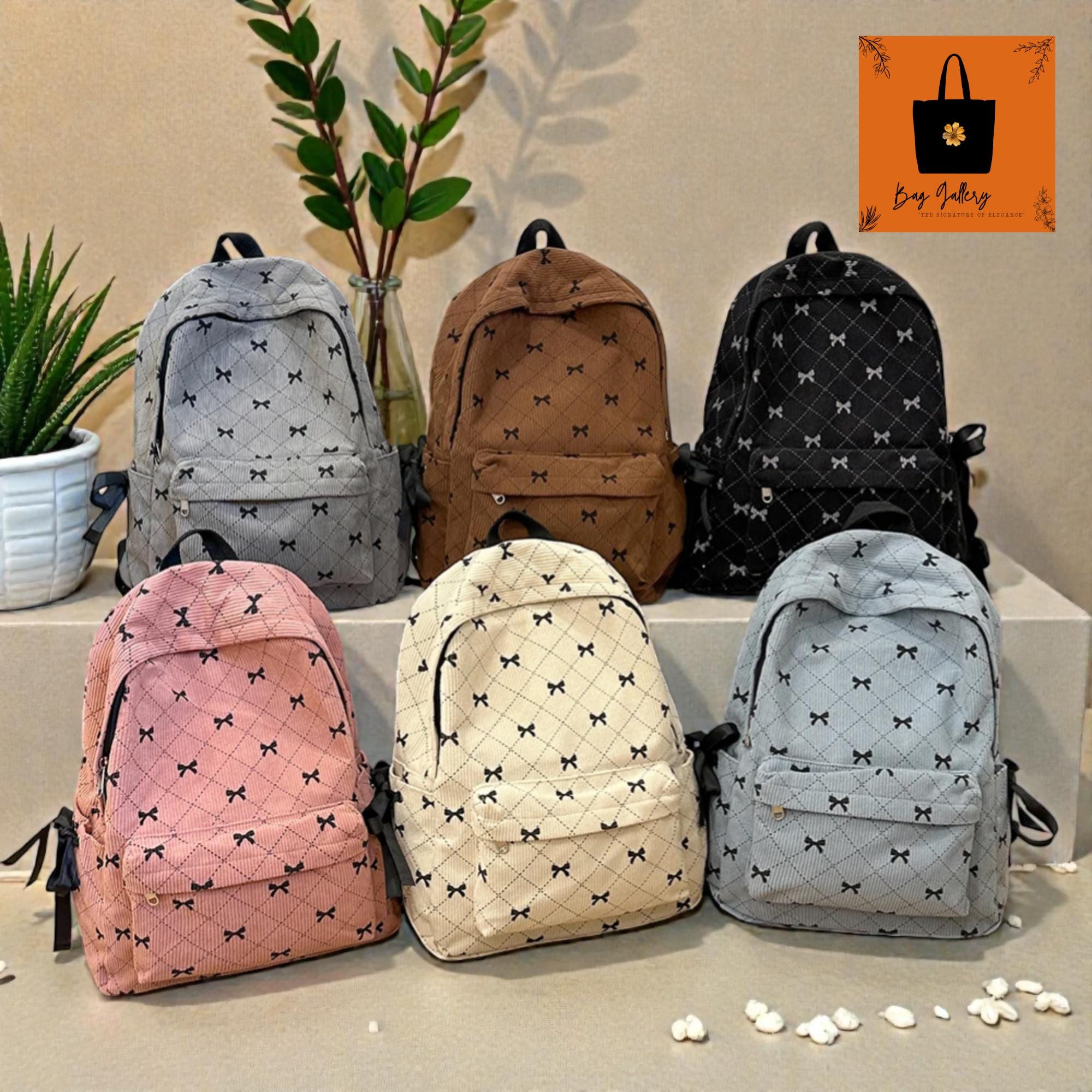 Corduroy School Backpack with Removable Bow Pouch Padded Straps MATEIN School Backpack for Girls, 15.6 Inch Cute College  main image 3