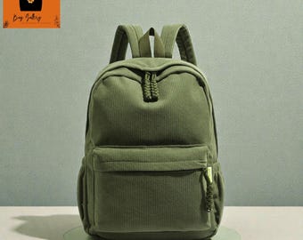 Corduroy Backpack – Large Capacity Laptop Bag, Retro Ribbed Rucksack