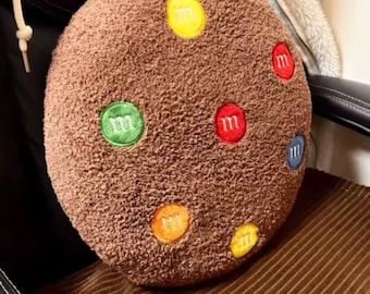 Chocolate Candy Cookie Plush Pillow | M&M Inspired Cushion | Dessert Decor