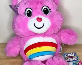 Care Bears Pink Plush Bear – Rainbow Belly Stuffed Animal Toy 22cm