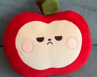 Grumpy Apple Plush Pillow – Soft Red Fruit Cushion, Cozy Room Decor 20cm