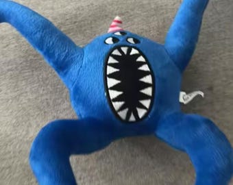 Blue Monster Plush Toy – Long Limb Spooky Creature with Party Hat – Quirky Stuffed Animal