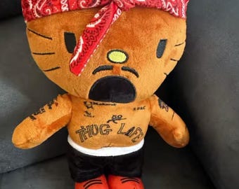 Hip Hop Katze, Plüschtier, Streetstyle Kitty mit Bandana, Rap Dekor, 25 cm