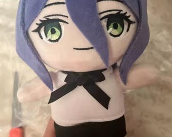 Anime Inspired Purple Hair Plush Doll with Green Eyes | Kawaii Stuffed Toy 20cm