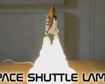 Space Shuttle Lamp – 3D Printed Rocket Light • Multicolor or Warm White LED