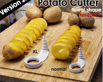 Spiral Potato Cutter V2 | 3D Printed Curly Fry Maker, Two Sizes (Standard, XL)