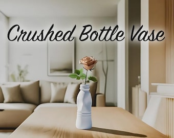 Crushed Bottle Vase - Modern 3D Printed Vase - Unique Wavy Decor - Minimalist Home Accent