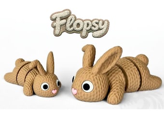 Flopsy the Knitted Bunny • 3D Printed Bunny Figurine • Small & Large Sizes • Custom Colors