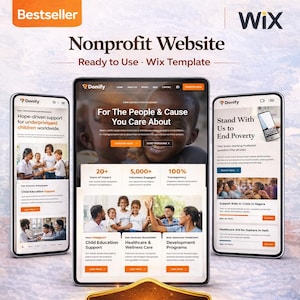 Modello di sito web Wix per organizzazioni non profit / Sito per ONG e beneficenza / Download immediato + supporto gratuito