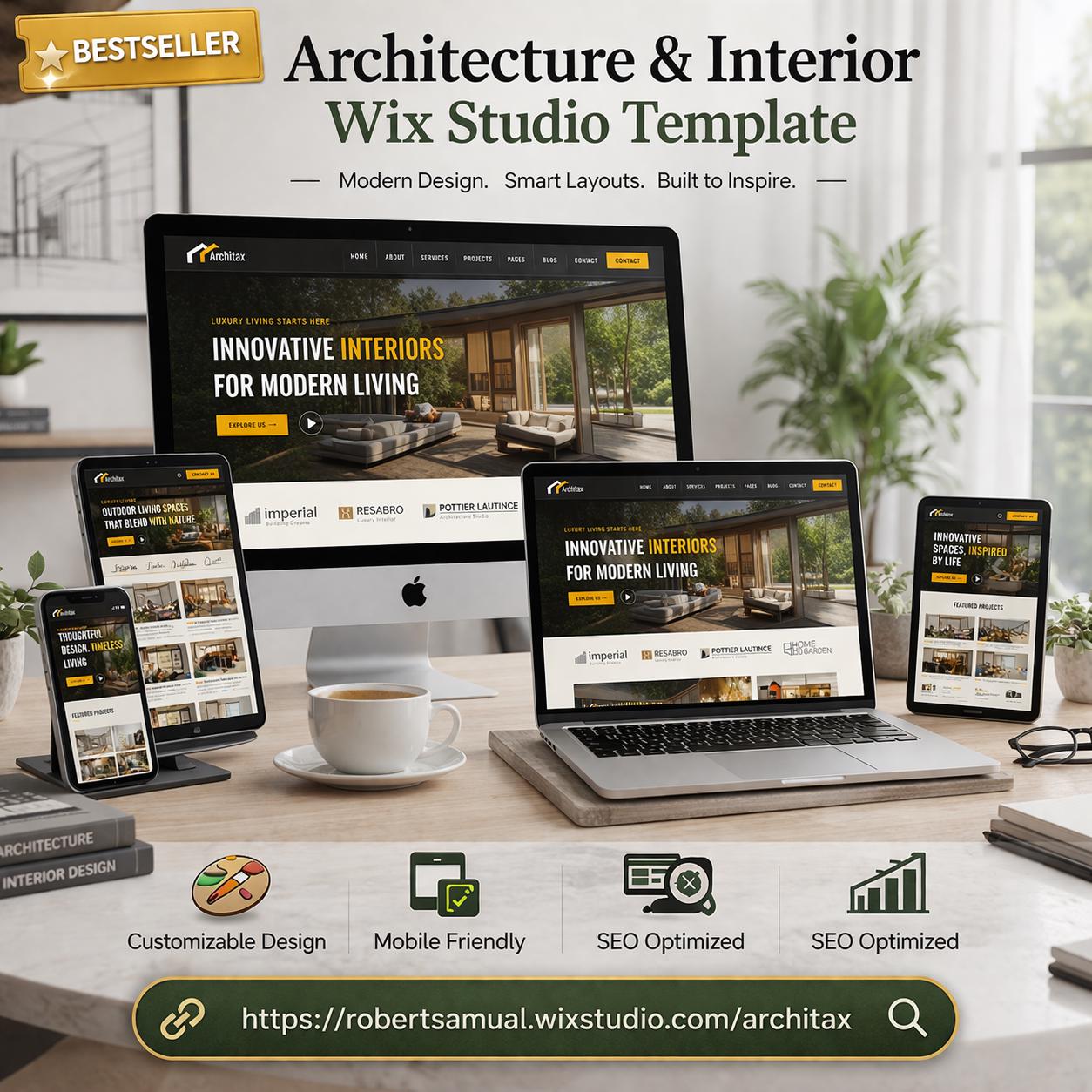 Interior Design Website Template – Architecture Wix Studio Template ...