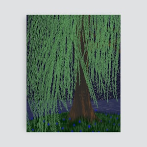 Weeping Willow Tree Art Print, Earth Tone Wall Art, Willow Tree Artwork, Landscape Painting, Home Decor Gift for Nature Lover