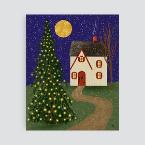 Winter Folk Art Print Landscape Artwork