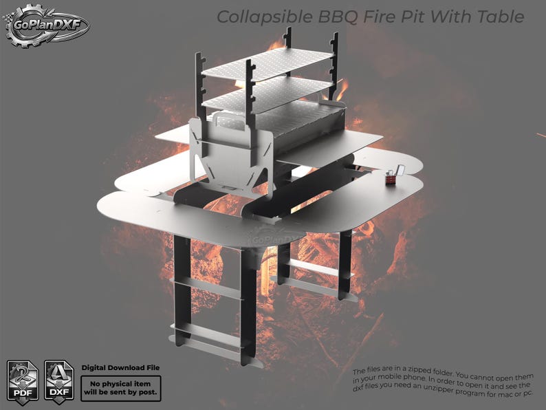 Collapsible BBQ Fire Pit DXF Files | Outdoor Cooking Station Plan ...
