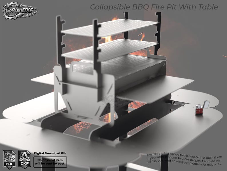 Collapsible BBQ Fire Pit DXF Files | Outdoor Cooking Station Plan ...