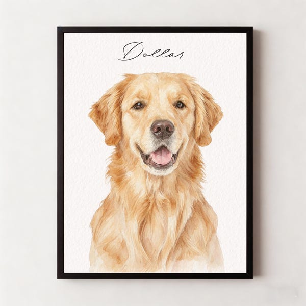 Retratos de perros en acuarela personalizados, pintura a partir de fotos, retratos digitales personalizados de perros, retratos de gatos, retratos de perros personalizados, arte conmemorativo para mascotas.