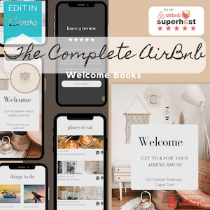 Bearbeitbare Airbnb-Willkommensbuchvorlage | Canva Host Bundle Kit (Digitaler Download)