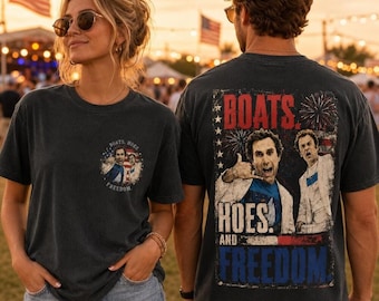 Vintage Step Brothers Brand On The Fourth Of July Shirt, Boats Hoes And Freedom Parody Shirt, Funny 4th Of July Tee, Boats Hoes And Freedom