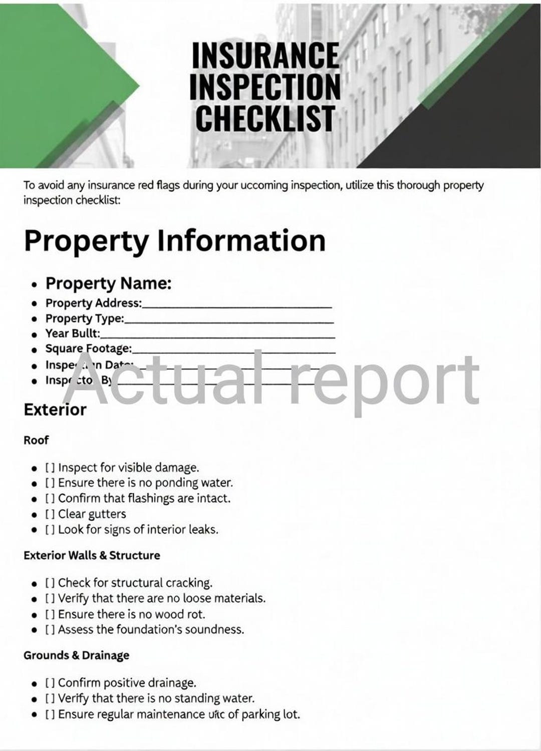 Insurance Inspection Checklist - Etsy