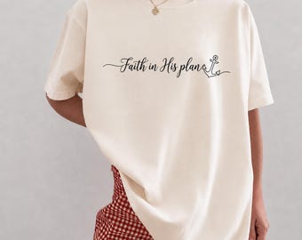 Faith in His Plan Comfort Colors Shirt, Minimalist Christian Anchor Tee, Religious Tshirt, Inspirational Jesus Shirt, Women Church Top