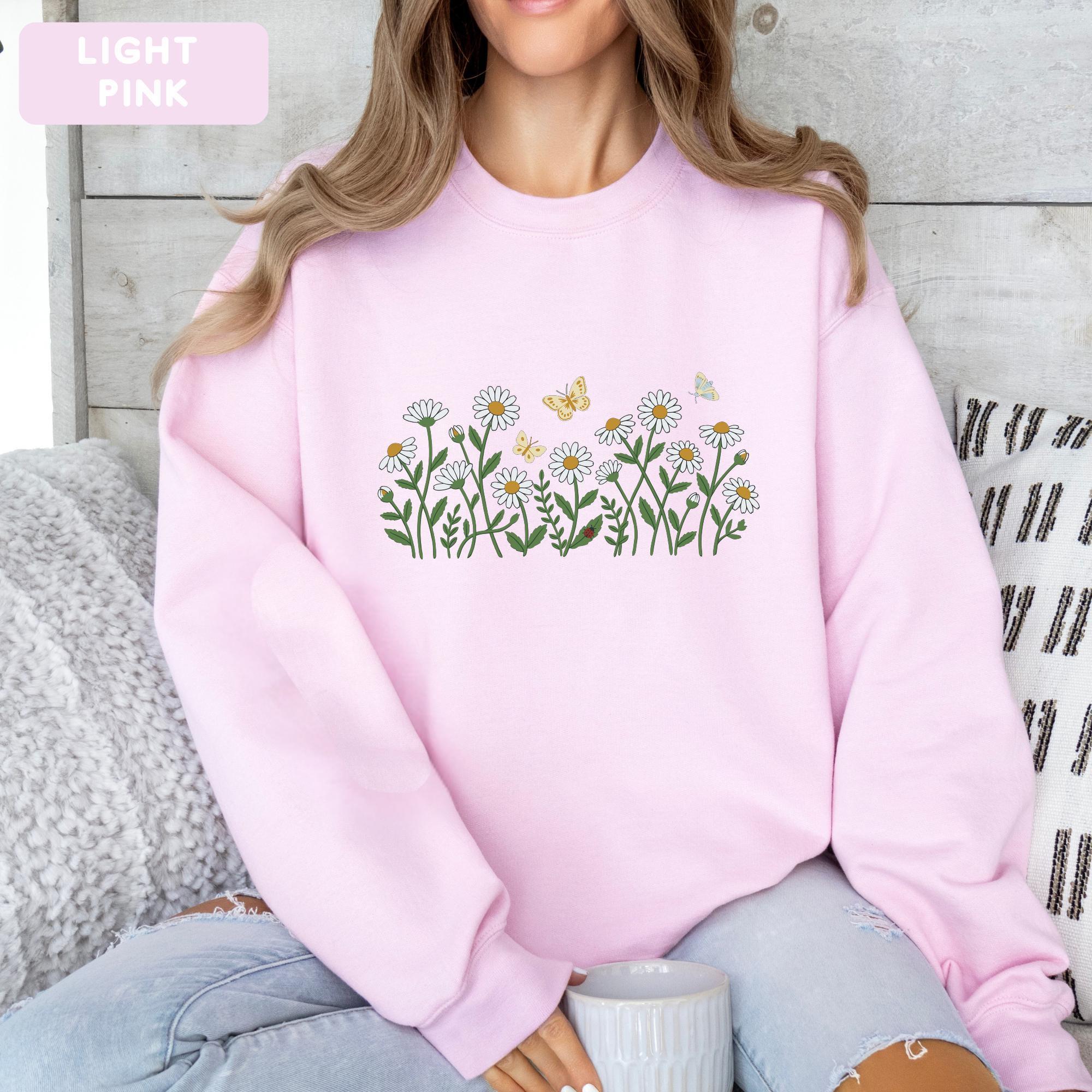 Wildflower Sweatshirt, Butterfly and Daisy Hoodie, Cottagecore