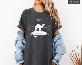 Lost Camel Comfort Colors Shirt, Vintage Aesthetic T-shirt, Sarcastic Animal Tee, Minimalist Desert Camel on Iceberg Graphic, Funny Gift