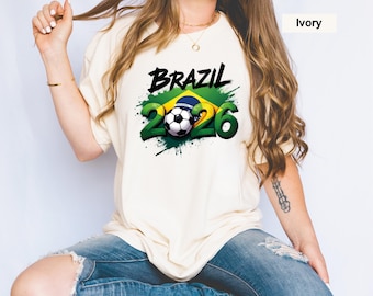 Brazil 2026 Soccer Shirt, Brazilian Football Fan Tee, Brasil Supporter Apparel, Sports Graphic Tshirt, Match Day Outfit, Soccer Lover Gift