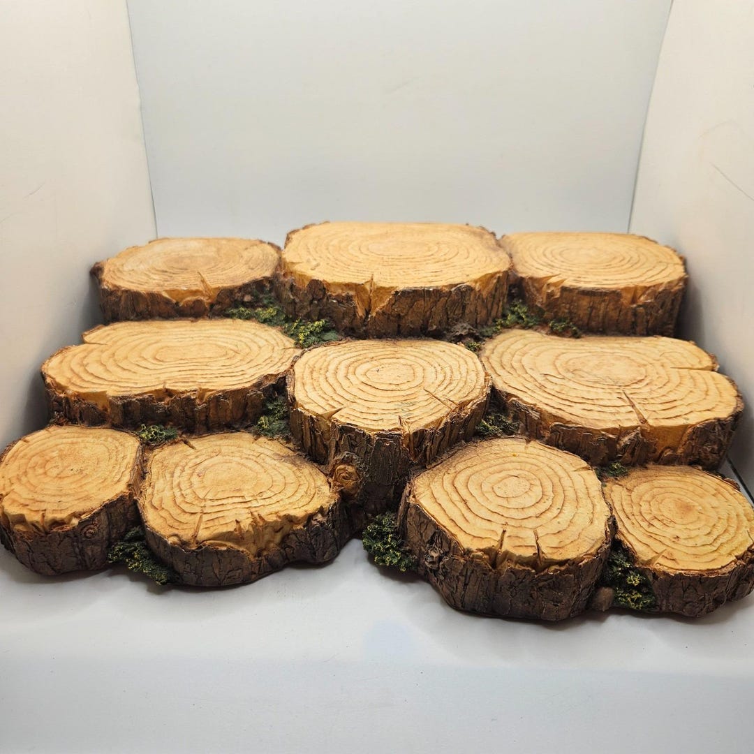 VTG Enesco Rustic Faux Log Display Riser Woodland Base Fairy Garden ...