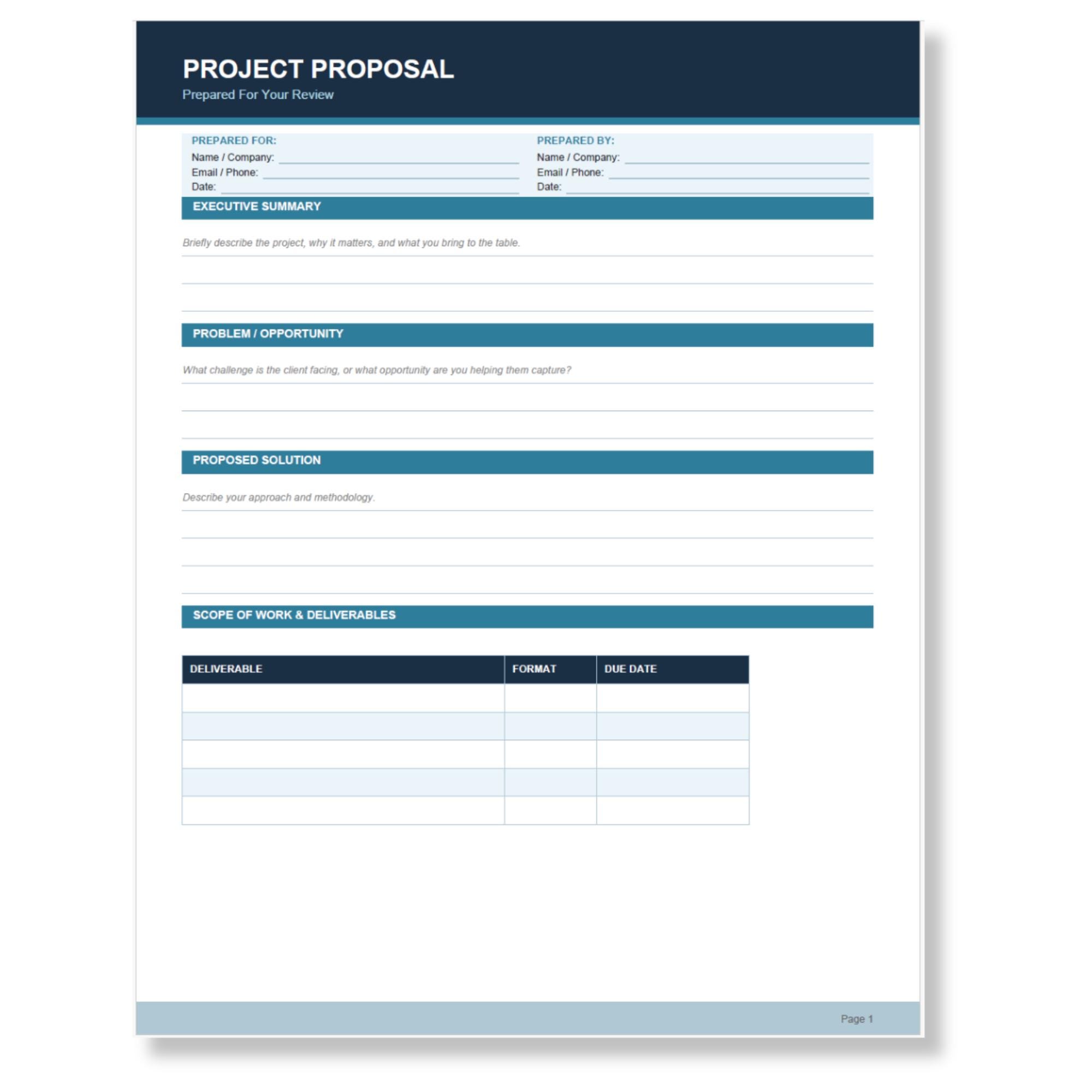 Freelance Project Proposal Template | Printable PDF | Print and Fill ...