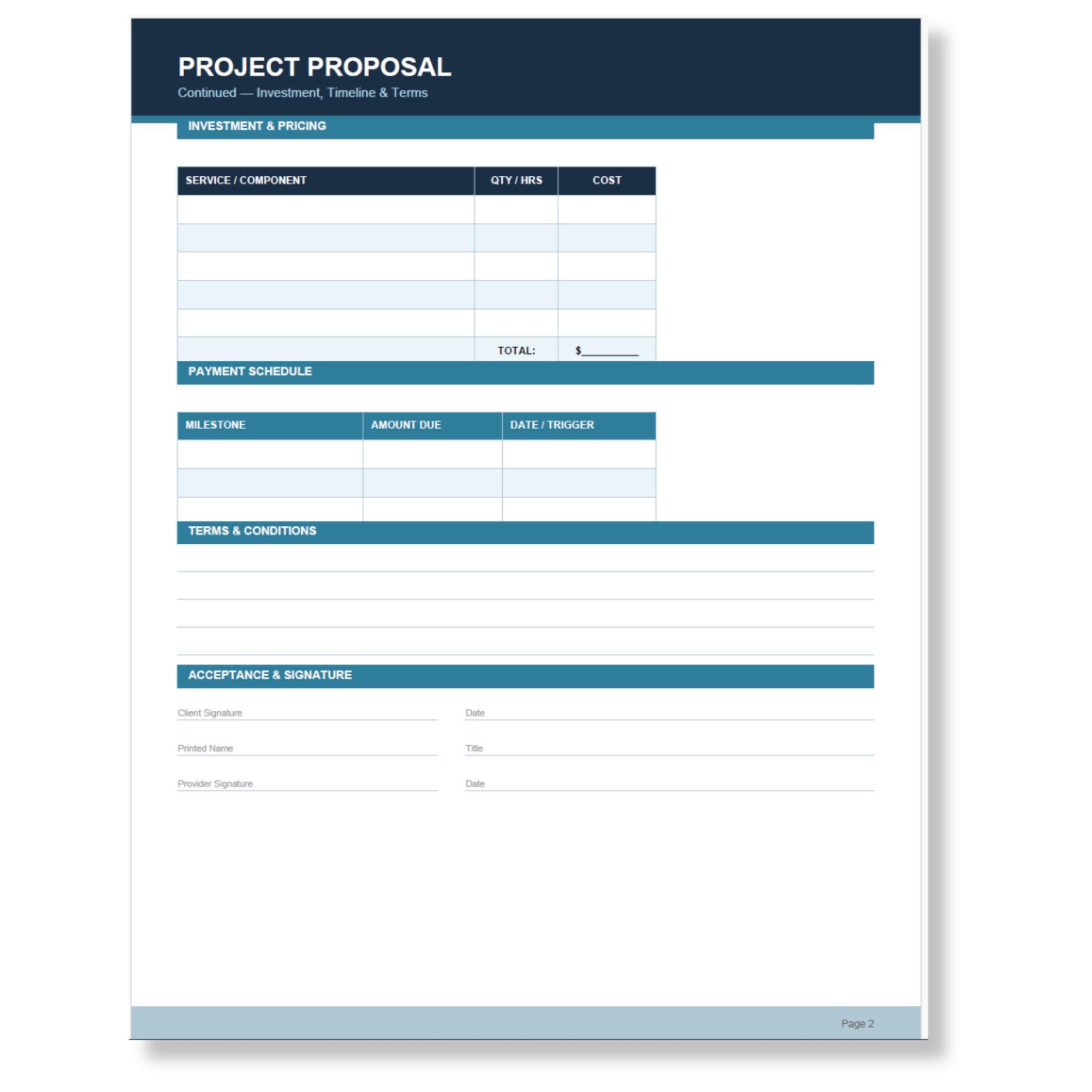 Freelance Project Proposal Template | Printable PDF | Print and Fill ...